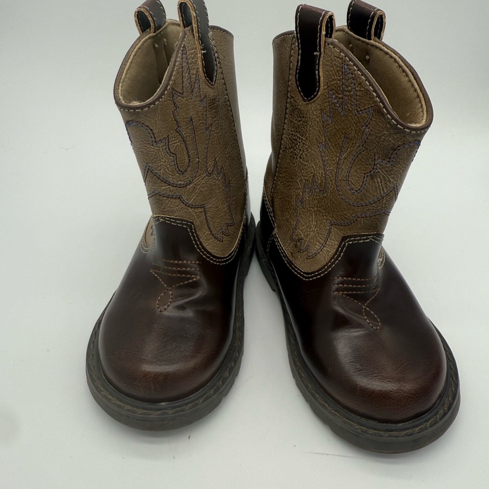 boys Brown Two-Tone Cowboy Boots - Durable Western Style